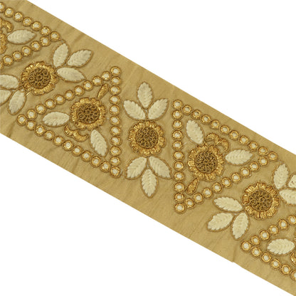 Sanskriti Indian Embroidered Prom Dress Border 1 YD Trim Craft Lace Golden Work