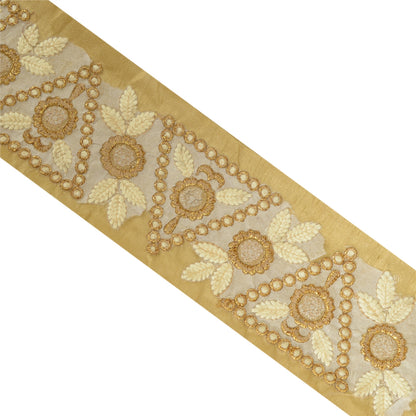 Sanskriti Indian Embroidered Prom Dress Border 1 YD Trim Craft Lace Golden Work