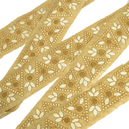 Sanskriti Indian Embroidered Prom Dress Border 1 YD Trim Craft Lace Golden Work