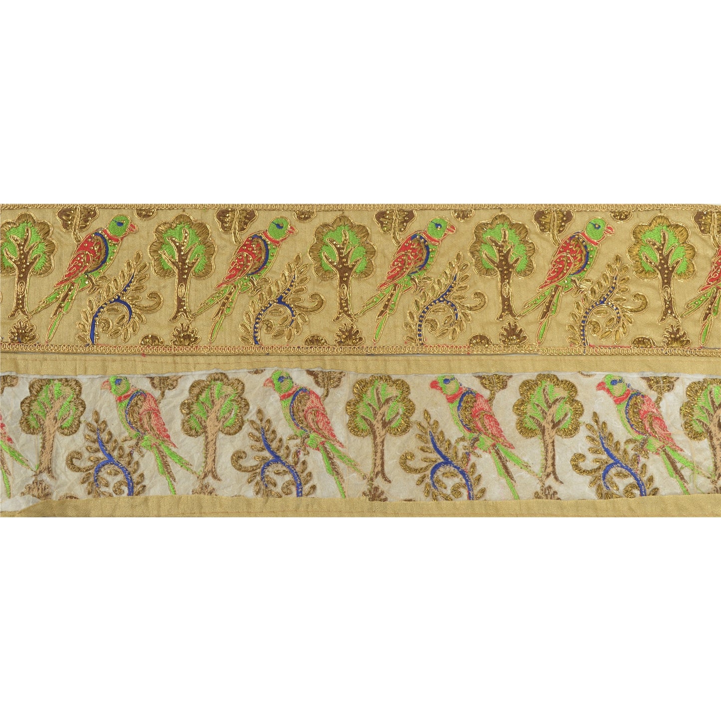 Sanskriti Indian Hand Beaded Dress Border 1 YD Trim Golden Craft Sewing Lace