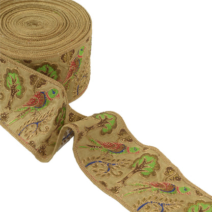 Sanskriti Indian Hand Beaded Dress Border 1 YD Trim Golden Craft Sewing Lace