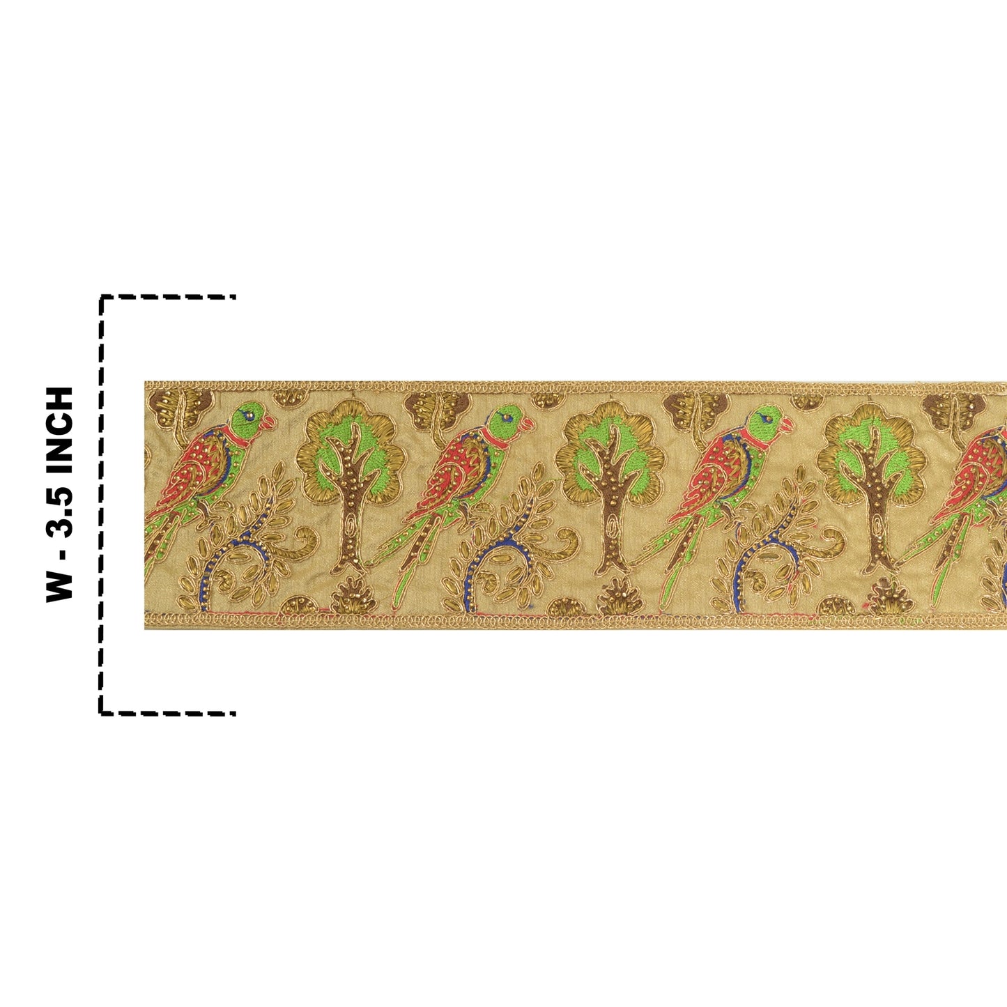 Sanskriti Indian Hand Beaded Dress Border 1 YD Trim Golden Craft Sewing Lace