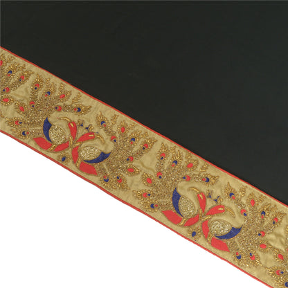 Sanskriti Hand Beaded Prom Dress Border 1 YD Trim Golden Craft Peacock Lace