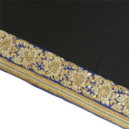 Sanskriti Hand Beaded Dress Border 1 YD Trim Blue Craft Sewing Pearl Beads Lace