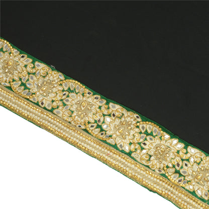 Sanskriti Hand Beaded Party Prom Border 1 YD Trim Green Craft Lace Mirrors