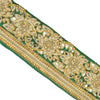 Sanskriti Hand Beaded Party Prom Border 1 YD Trim Green Craft Lace Mirrors