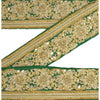 Sanskriti Hand Beaded Party Prom Border 1 YD Trim Green Craft Lace Mirrors
