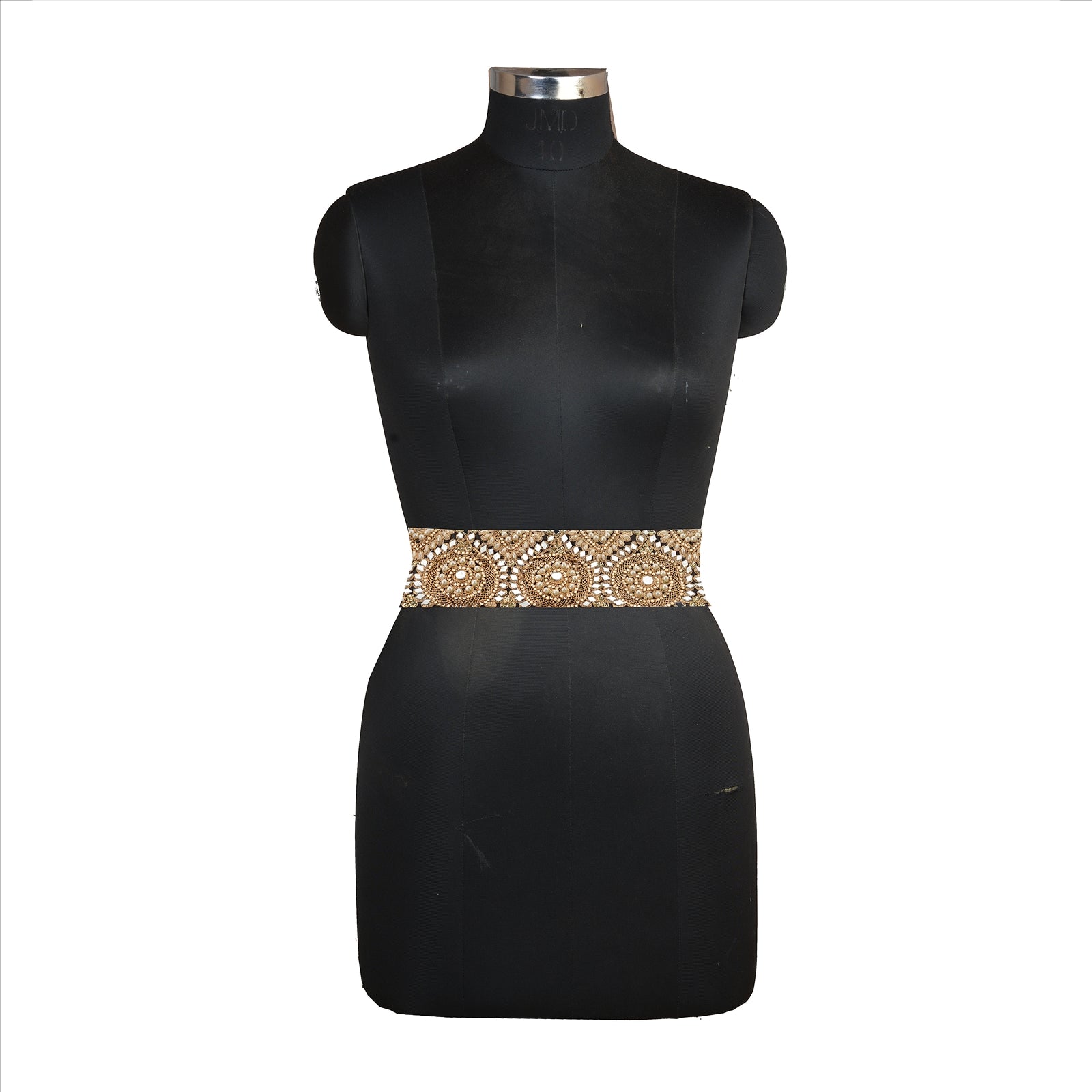 Hand Beaded Party Prom Dress Border 1 YD Trim Black Craft Lace Mirrors Pearls