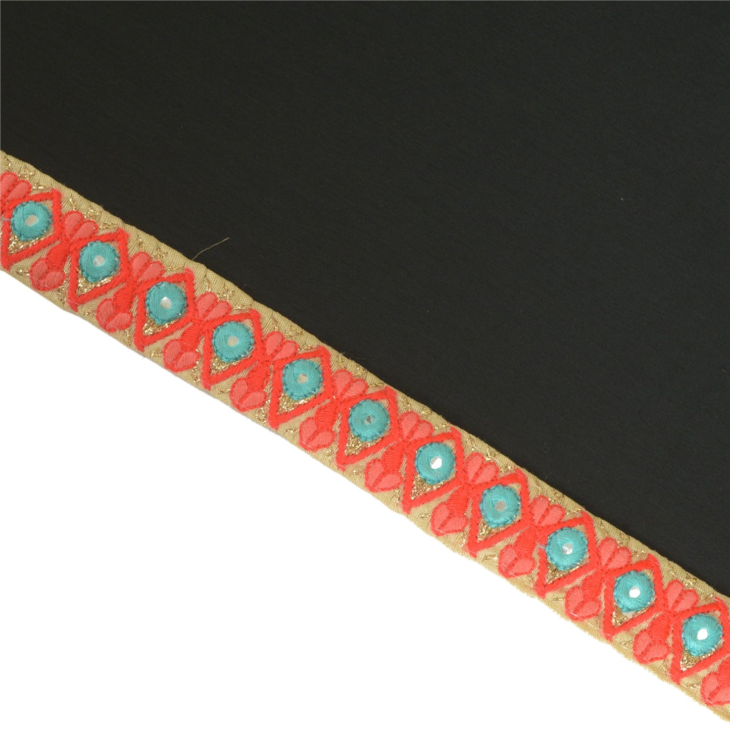 Sanskriti Hand Beaded Prom Dress Border 1 YD Trim Cream Craft Sewing Decor Lace