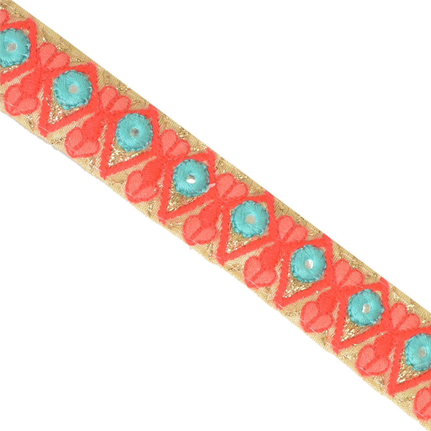 Sanskriti Hand Beaded Prom Dress Border 1 YD Trim Cream Craft Sewing Decor Lace