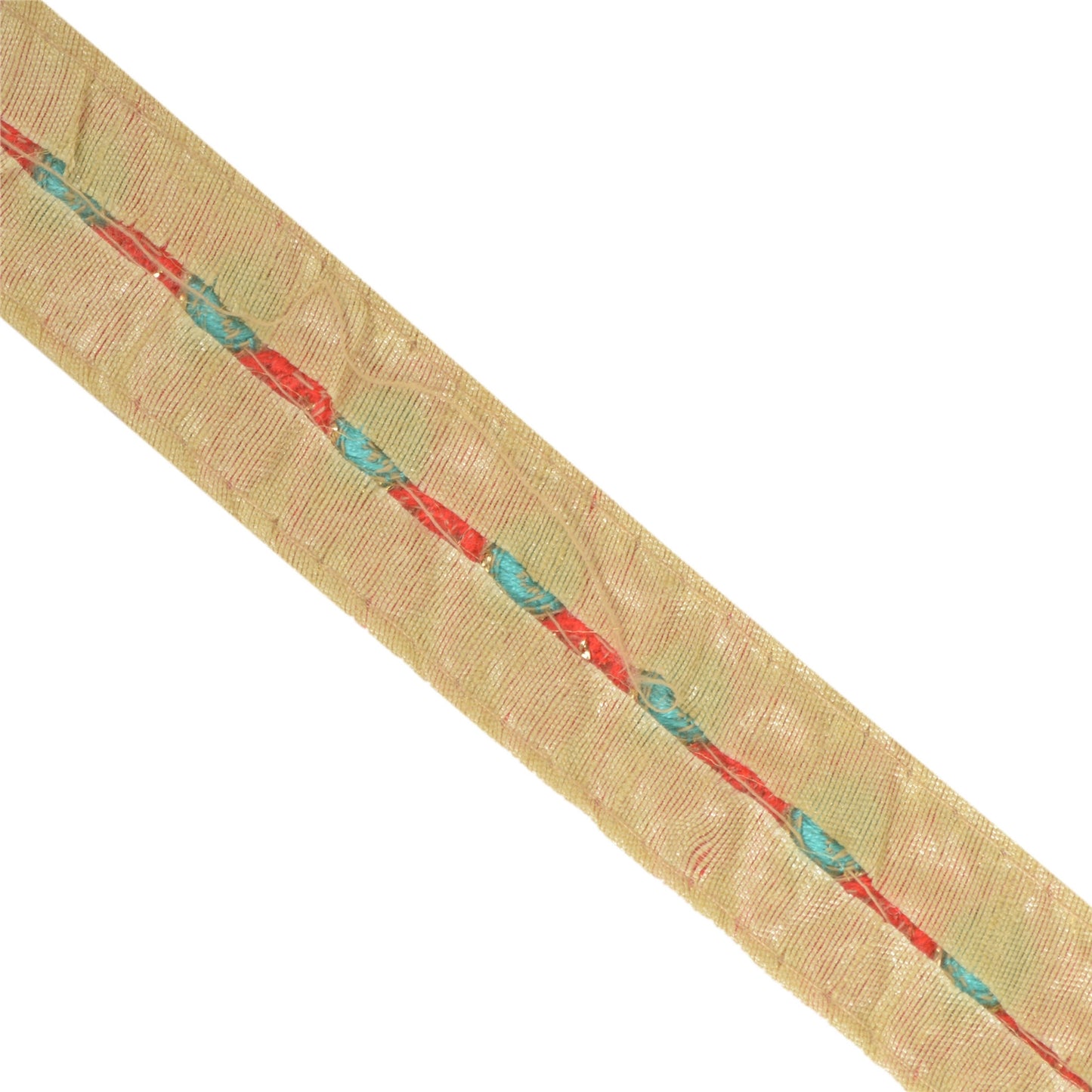 Sanskriti Hand Beaded Prom Dress Border 1 YD Trim Cream Craft Sewing Decor Lace