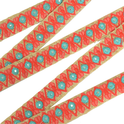 Sanskriti Hand Beaded Prom Dress Border 1 YD Trim Cream Craft Sewing Decor Lace