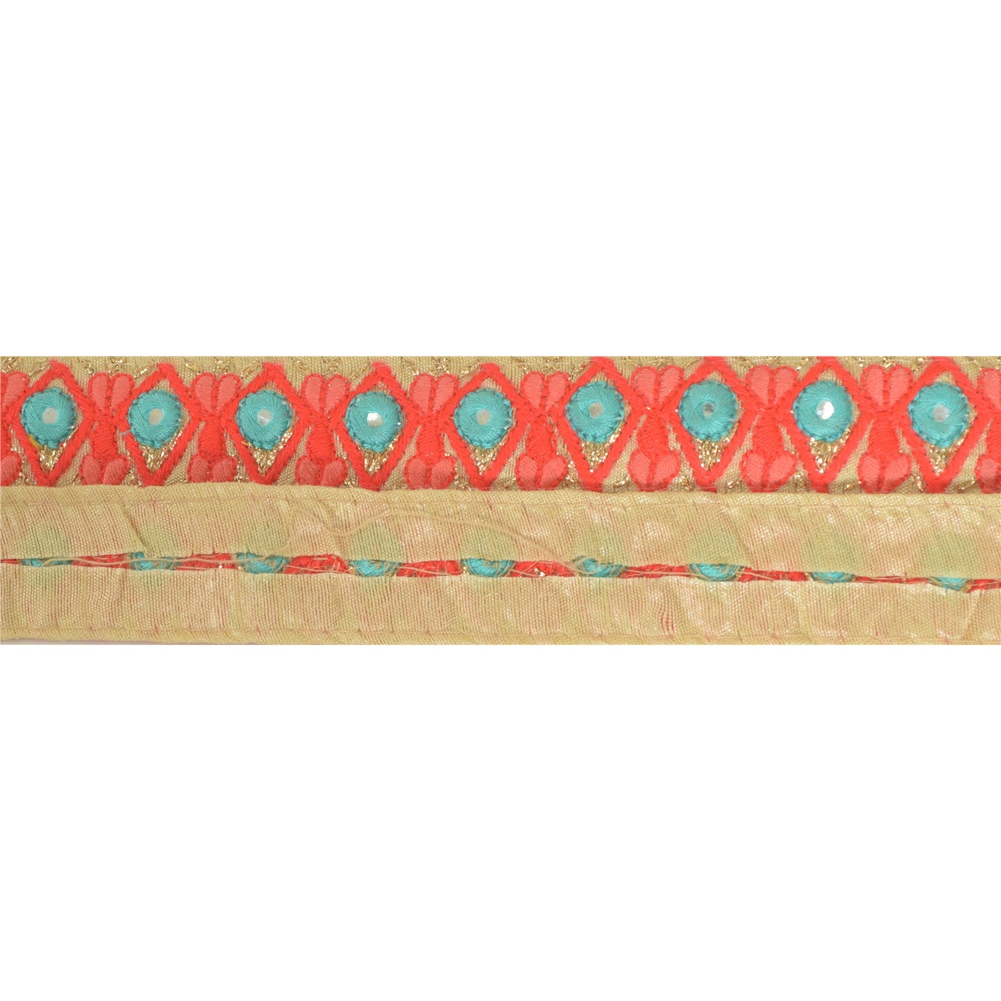 Sanskriti Hand Beaded Prom Dress Border 1 YD Trim Cream Craft Sewing Decor Lace