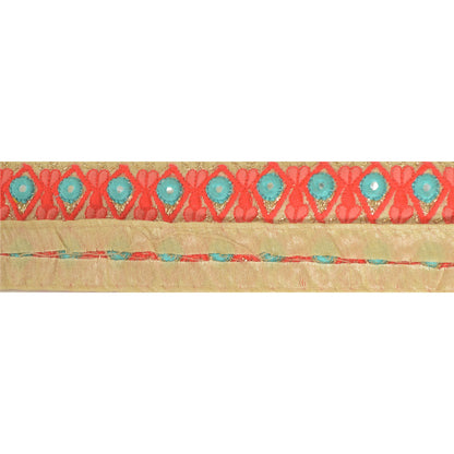 Sanskriti Hand Beaded Prom Dress Border 1 YD Trim Cream Craft Sewing Decor Lace