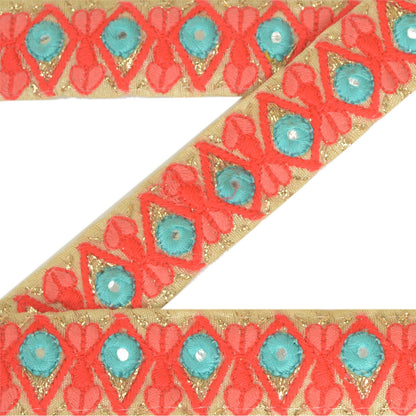 Sanskriti Hand Beaded Prom Dress Border 1 YD Trim Cream Craft Sewing Decor Lace