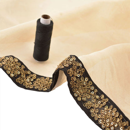 Sanskriti Hand Beaded Prom Dress Border 1 Yard Trim Black Craft Sequins