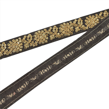 Sanskriti Hand Beaded Prom Dress Border 1 Yard Trim Black Craft Sequins