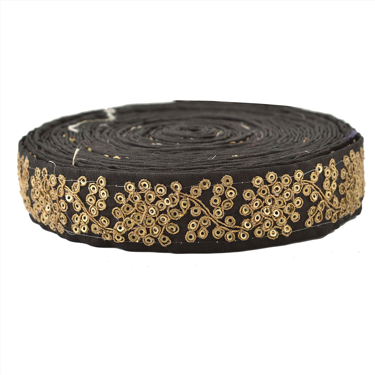 Sanskriti Hand Beaded Prom Dress Border 1 Yard Trim Black Craft Sequins