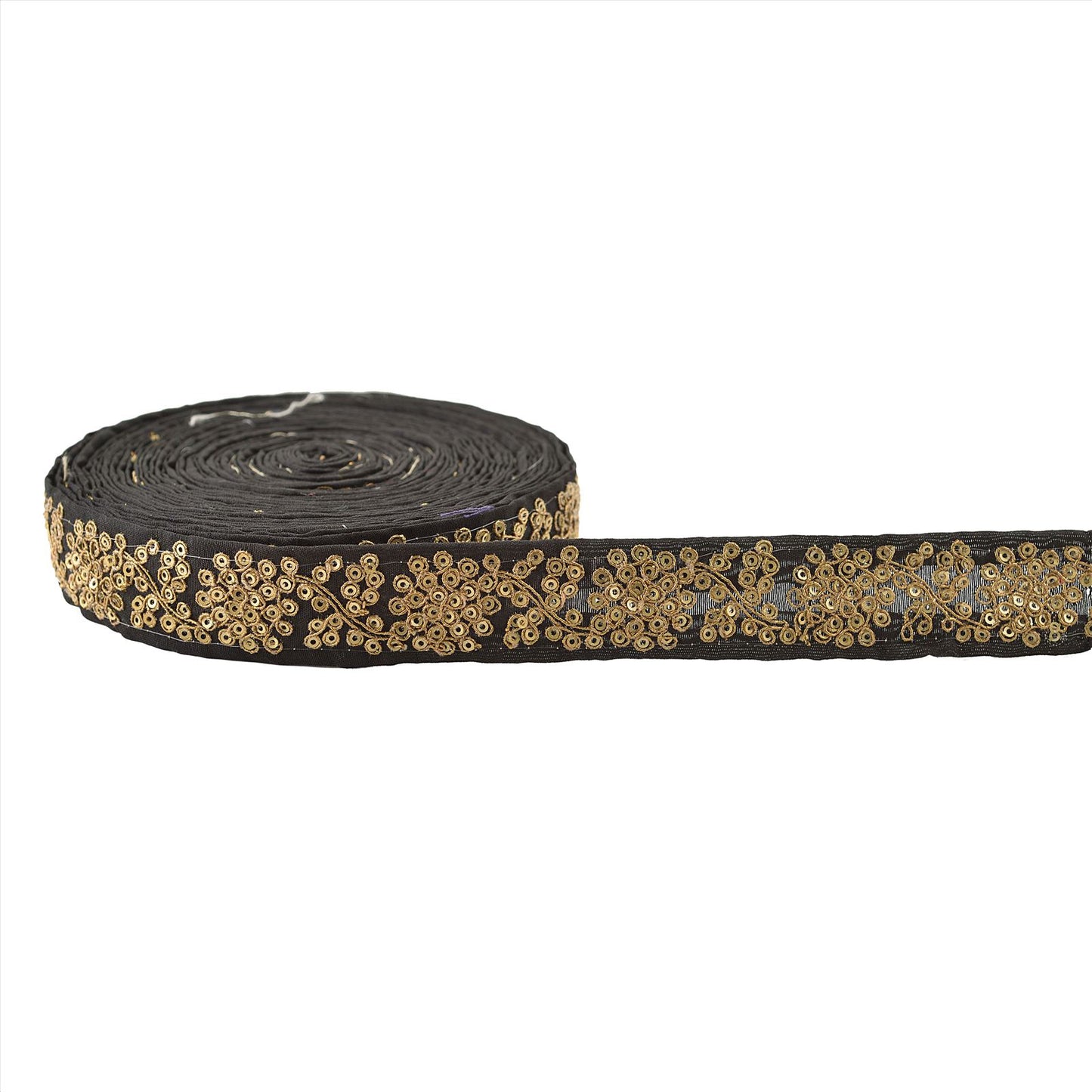 Sanskriti Hand Beaded Prom Dress Border 1 Yard Trim Black Craft Sequins