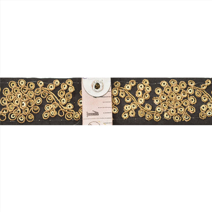 Sanskriti Hand Beaded Prom Dress Border 1 Yard Trim Black Craft Sequins