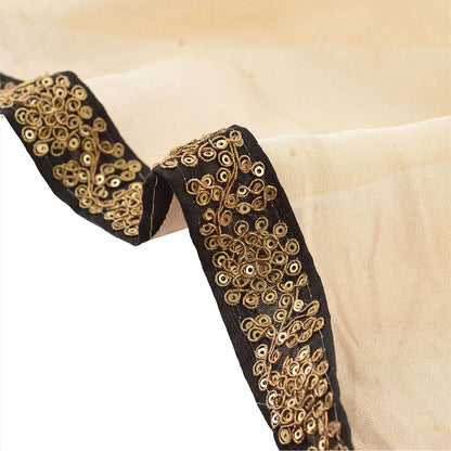 Sanskriti Hand Beaded Prom Dress Border 1 Yard Trim Black Craft Sequins