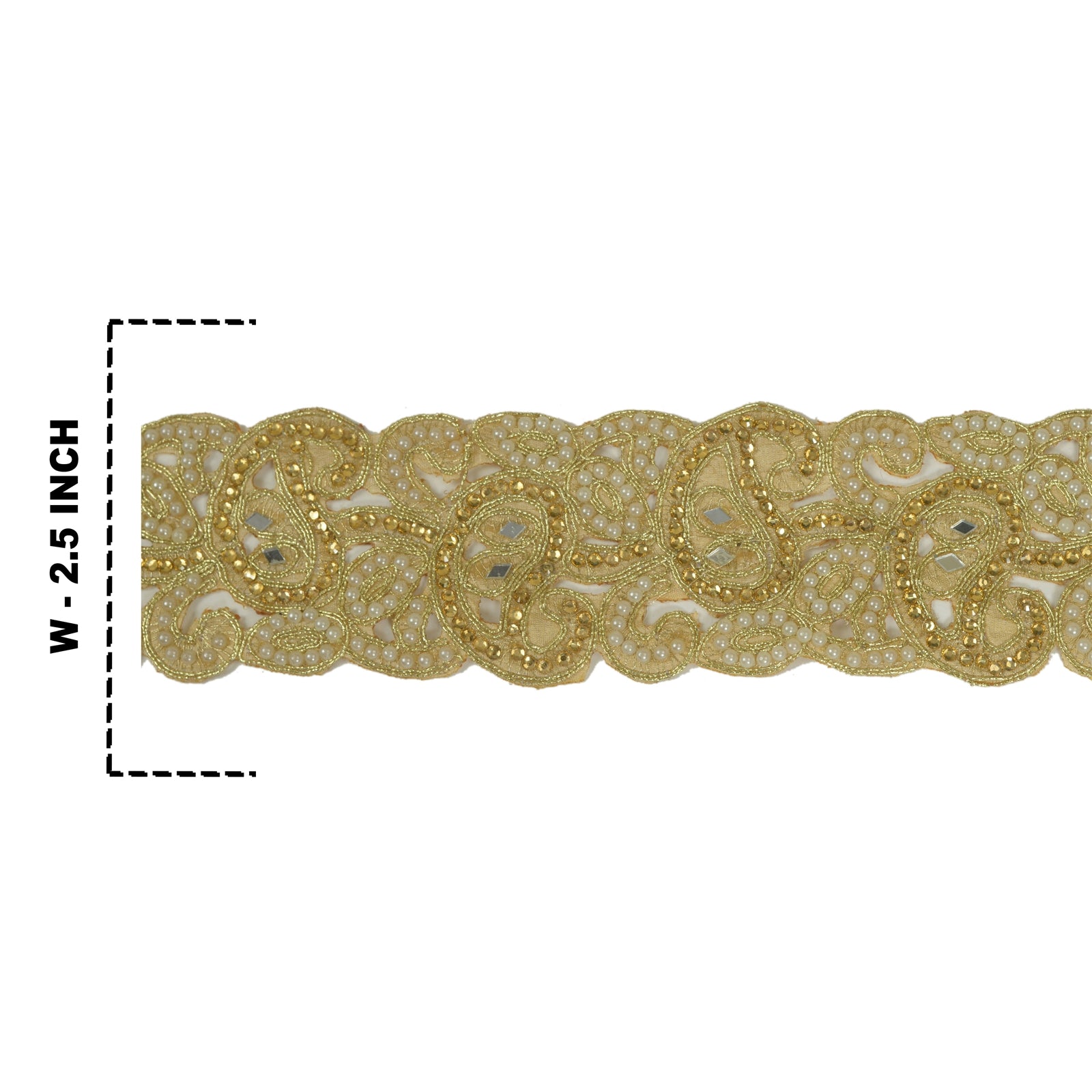 Sanskriti håndperlet brudekant 1 YD kant gyldne håndværksperler spejlblonder