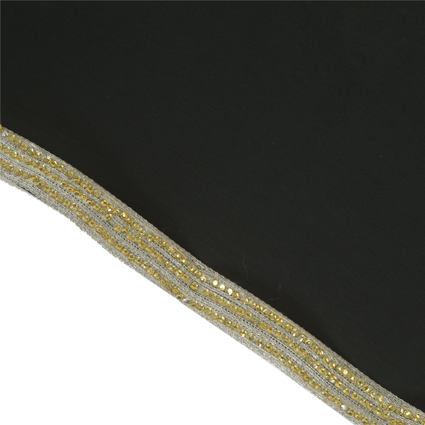 Sanskriti Hand Beaded Dress Border 1YD Trim Silver Craft Lace Sewing Rhinestones