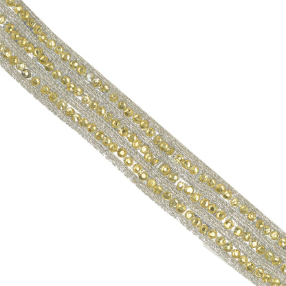 Sanskriti Hand Beaded Dress Border 1YD Trim Silver Craft Lace Sewing Rhinestones