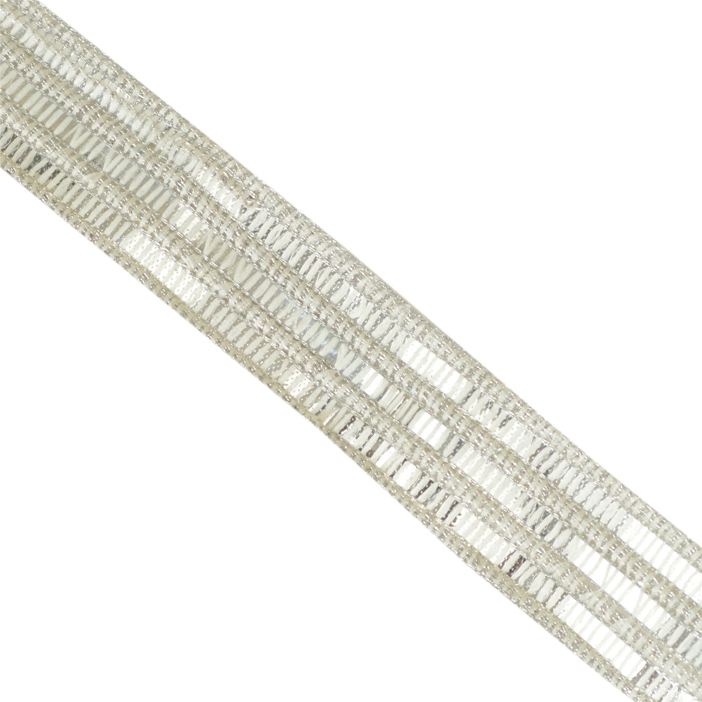 Sanskriti Hand Beaded Dress Border 1YD Trim Silver Craft Lace Sewing Rhinestones