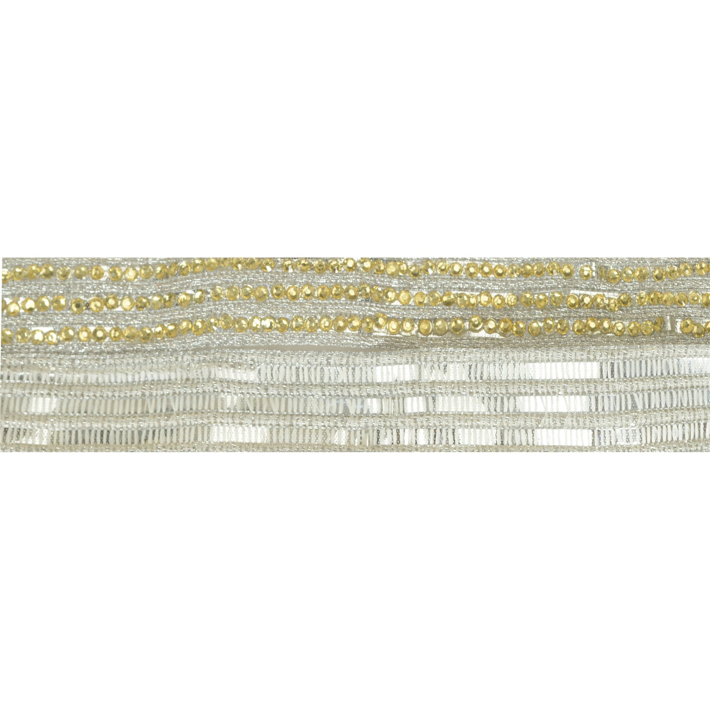 Sanskriti Hand Beaded Dress Border 1YD Trim Silver Craft Lace Sewing Rhinestones