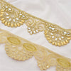 Sanskriti Indian Hand Beaded Bridal Dress Border 1 YD Trim Ribbon Golden Sewing Pearl Lace