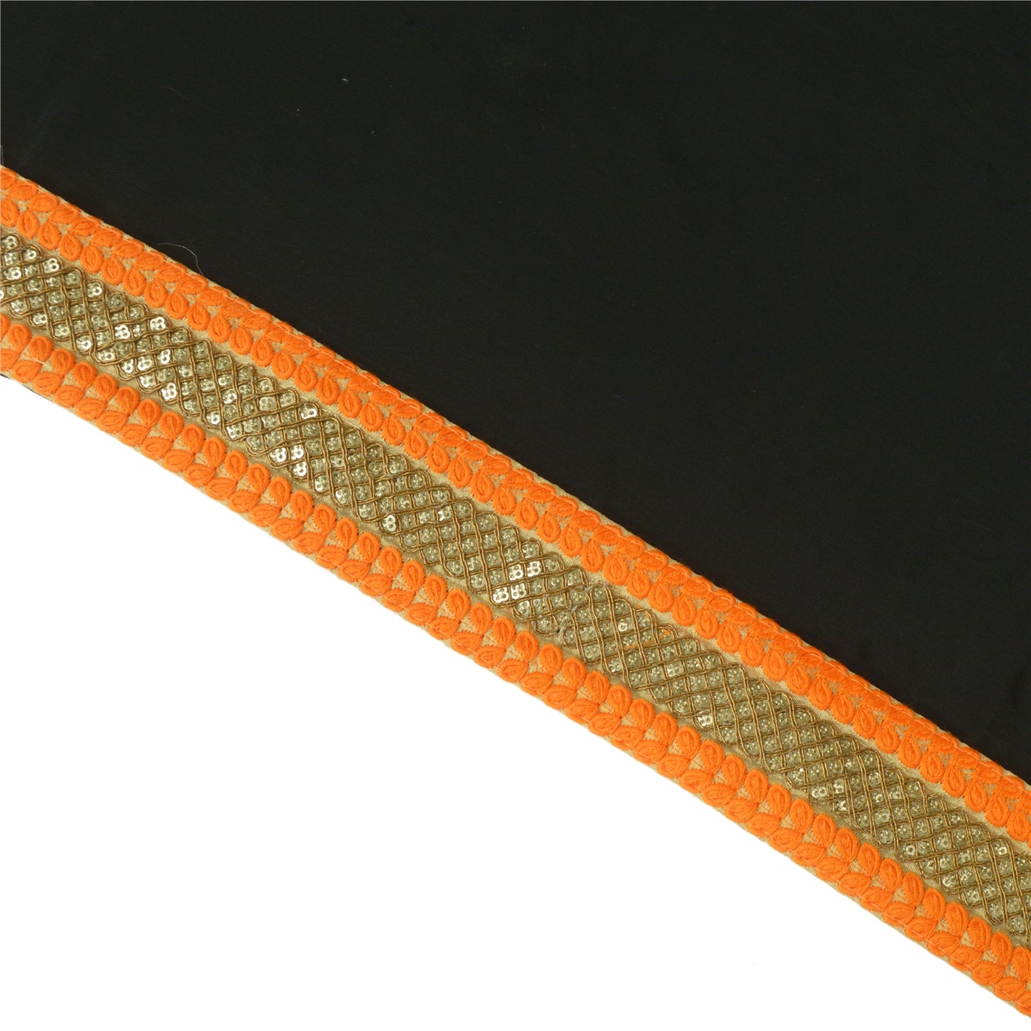 Sanskriti Vævet Glitterkjolekant 1 YD Kantbånd Orange Håndværkssyning Blonde