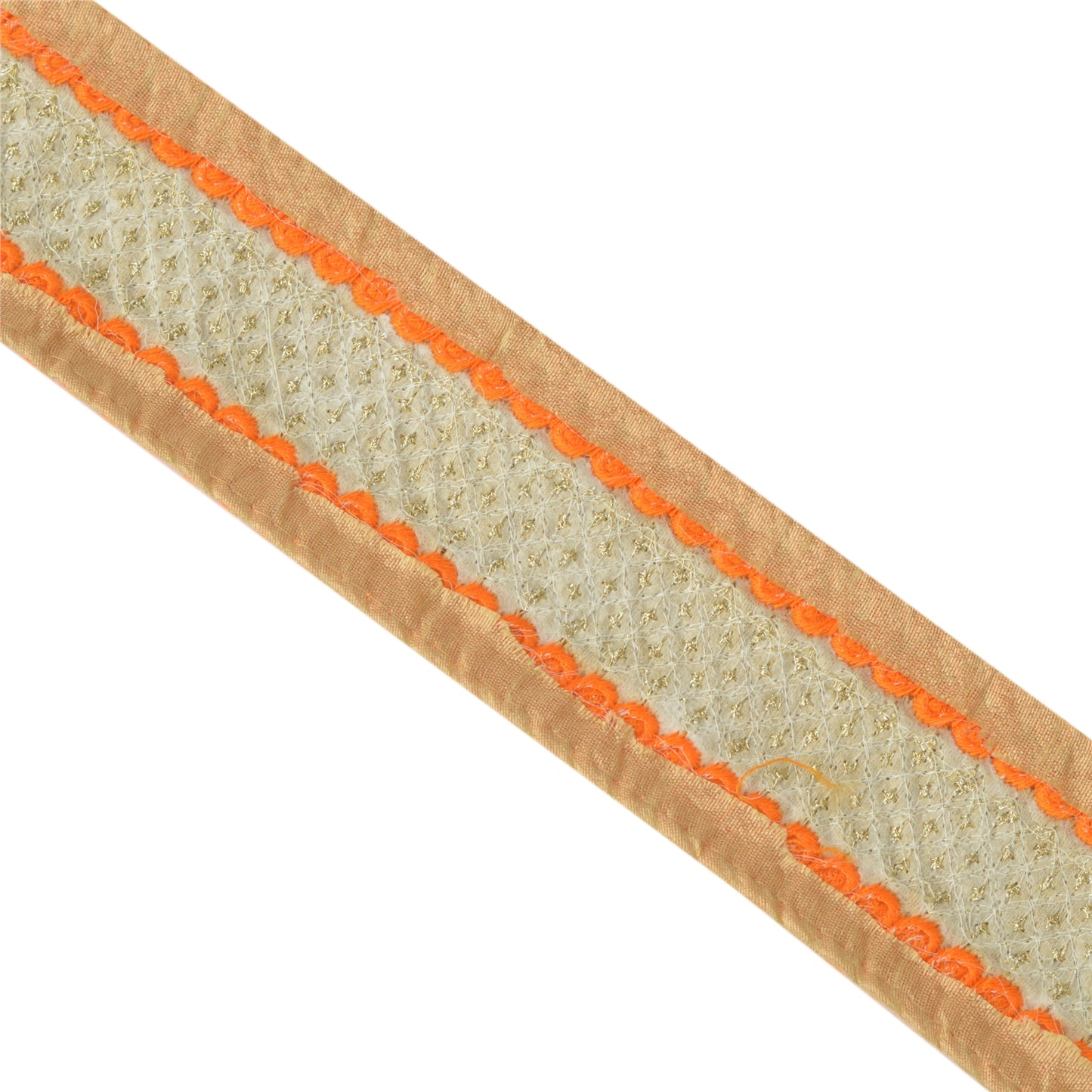 Sanskriti Vævet Glitterkjolekant 1 YD Kantbånd Orange Håndværkssyning Blonde