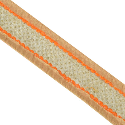Sanskriti Vævet Glitterkjolekant 1 YD Kantbånd Orange Håndværkssyning Blonde