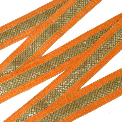 Sanskriti Vævet Glitterkjolekant 1 YD Kantbånd Orange Håndværkssyning Blonde