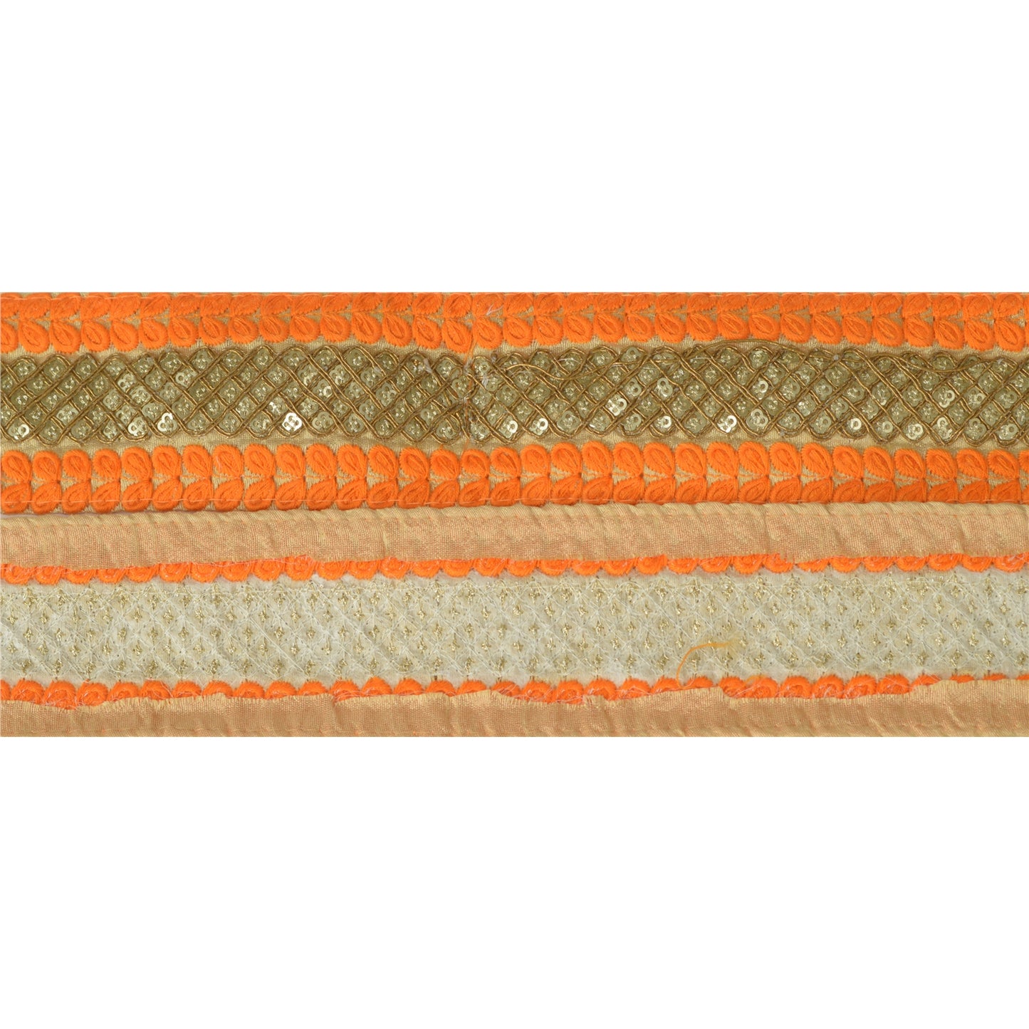 Sanskriti Vævet Glitterkjolekant 1 YD Kantbånd Orange Håndværkssyning Blonde
