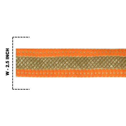 Sanskriti Vævet Glitterkjolekant 1 YD Kantbånd Orange Håndværkssyning Blonde