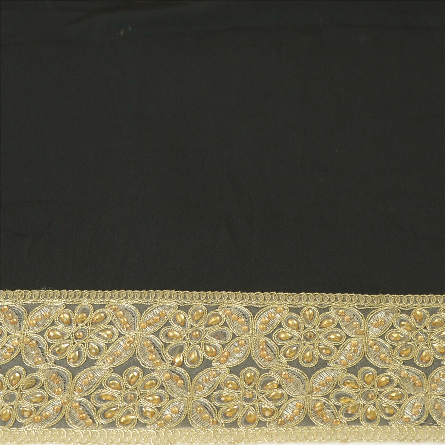 Sanskriti Hand Beaded Bridal Dress Border 1 YD Trim Rhinestones Sewing Lace