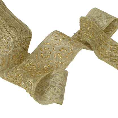 Sanskriti Hand Beaded Bridal Dress Border 1 YD Trim Rhinestones Sewing Lace