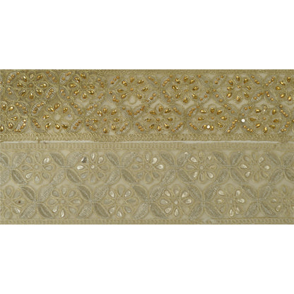 Sanskriti Hand Beaded Bridal Dress Border 1 YD Trim Rhinestones Sewing Lace