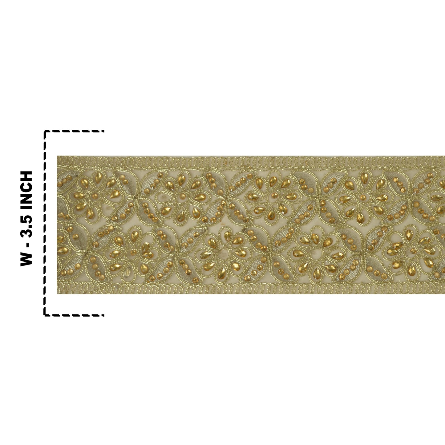 Sanskriti Hand Beaded Bridal Dress Border 1 YD Trim Rhinestones Sewing Lace