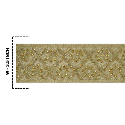 Sanskriti Hand Beaded Bridal Dress Border 1 YD Trim Rhinestones Sewing Lace