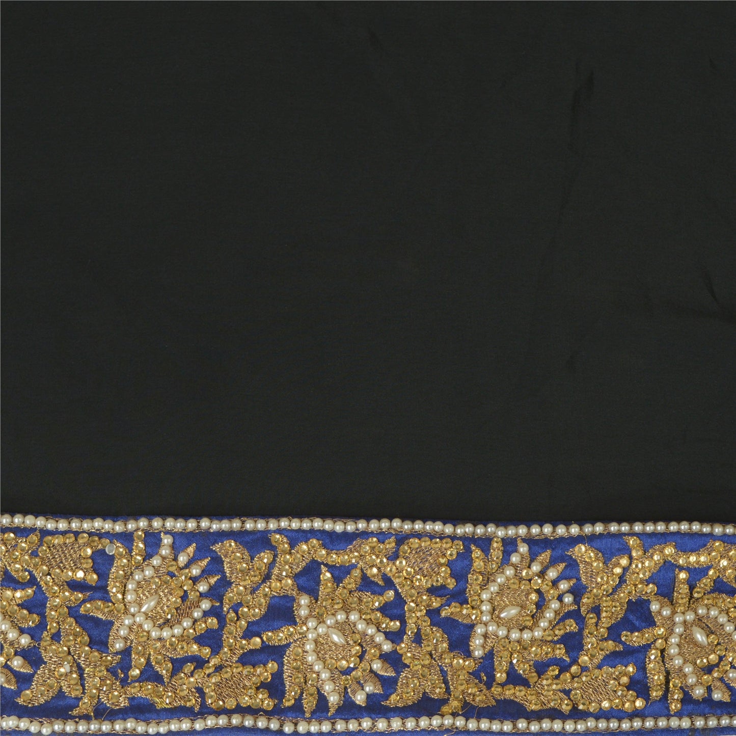 Sanskriti Hand Beaded Party Prom Dress Border 1YD Trim Blue Craft Lace Mirrors