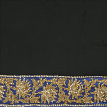 Sanskriti Hand Beaded Party Prom Dress Border 1YD Trim Blue Craft Lace Mirrors