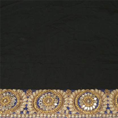 Sanskriti Hand Beaded Party Prom Dress Border 1YD Trim Blue Craft Lace Mirrors