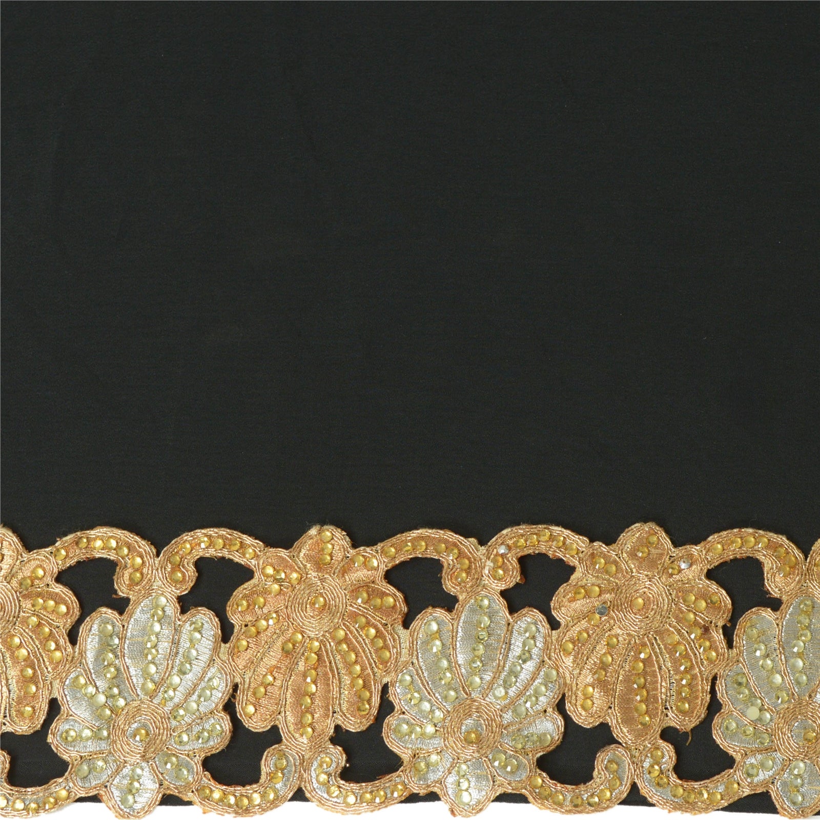 Sanskriti håndperlet brudekant 1 YD kant gyldne håndlavede blonder rhinsten