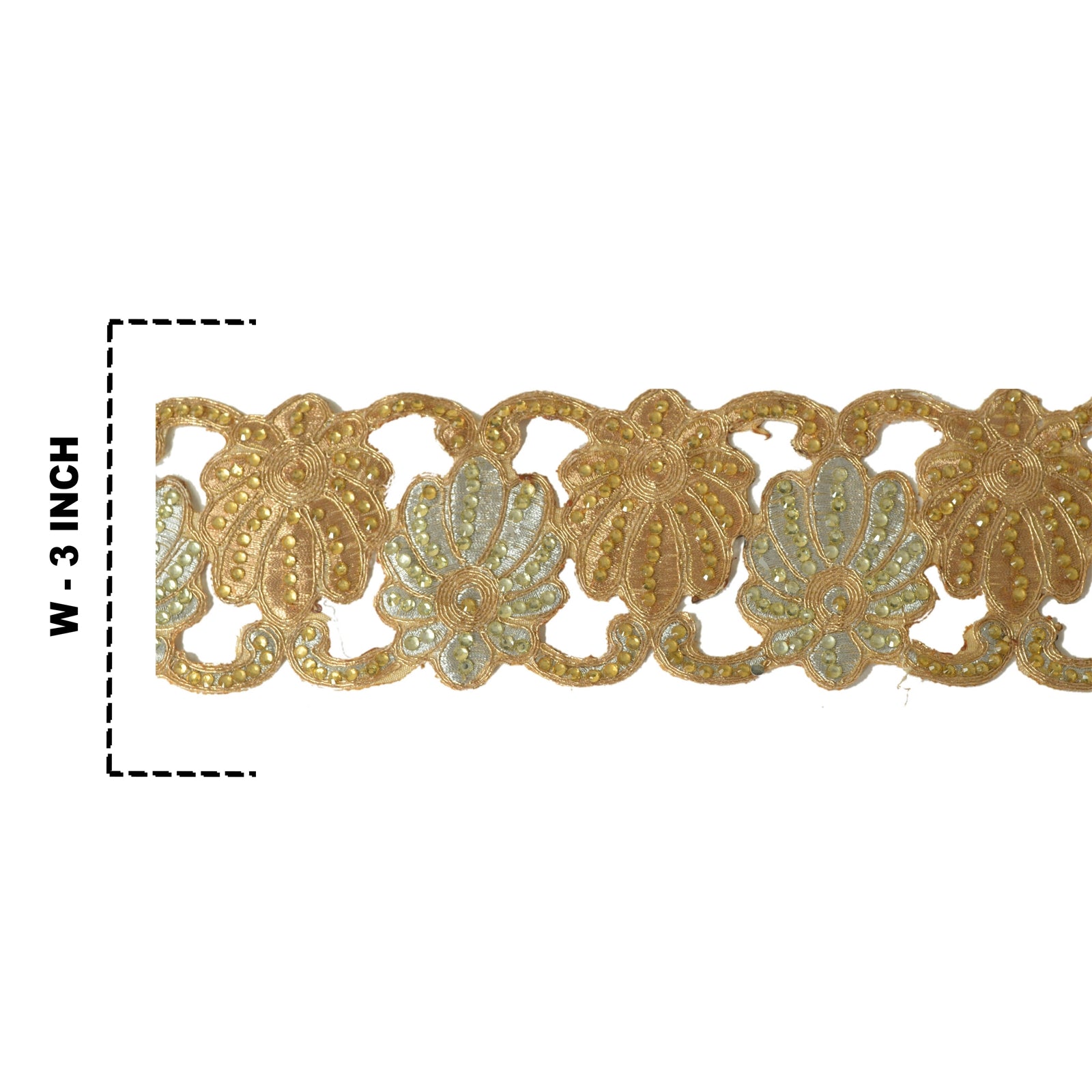 Sanskriti håndperlet brudekant 1 YD kant gyldne håndlavede blonder rhinsten