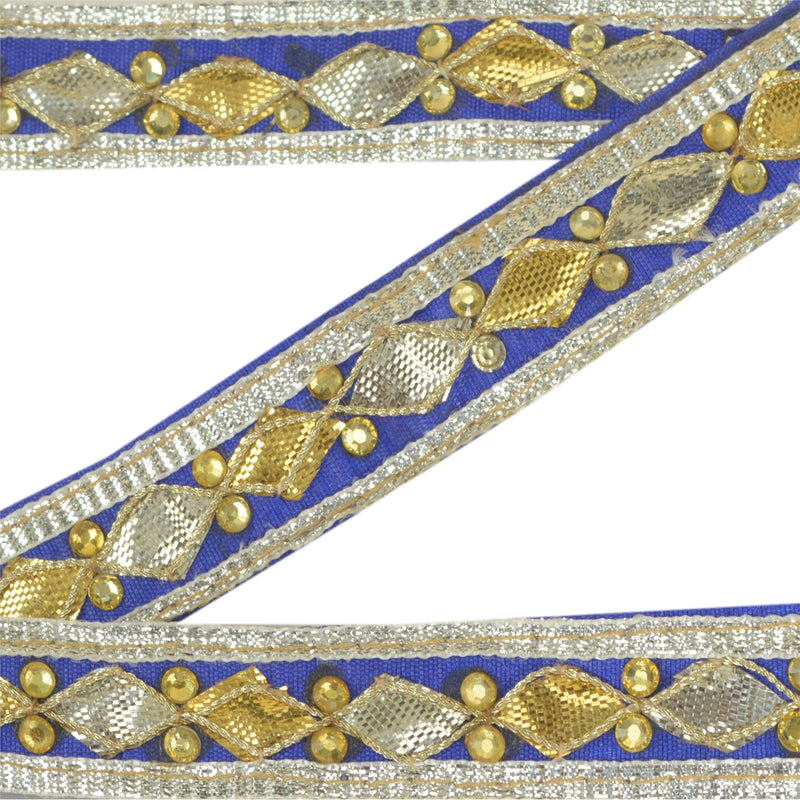 Sanskriti New Indian Embroidered Prom Dress Border 1 YD Trim Blue Craft Decor Lace