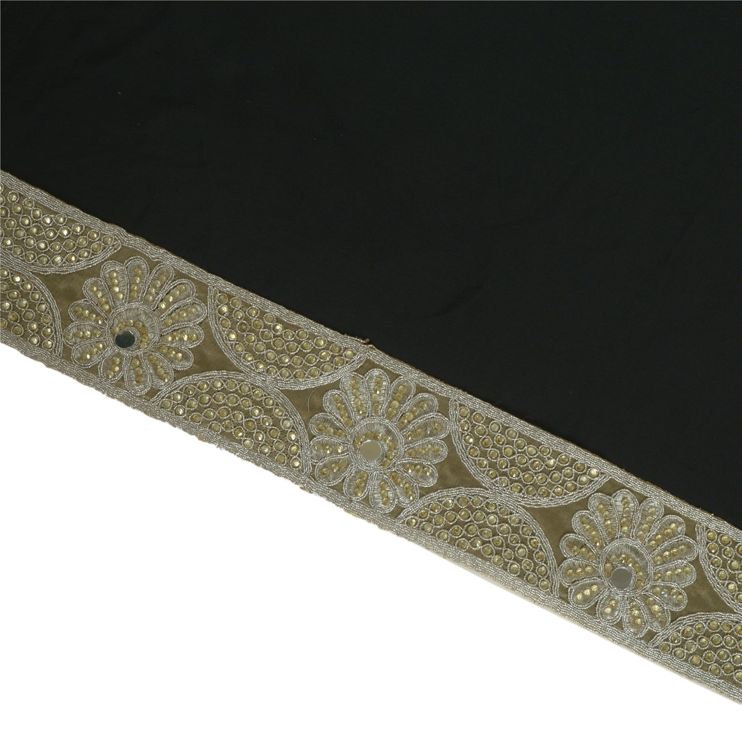 Sanskriti Indian Hand Beaded Dress Border 1 YD Trim Ribbon Golden Craft Lace