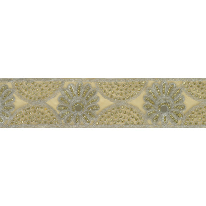 Sanskriti Indian Hand Beaded Dress Border 1 YD Trim Ribbon Golden Craft Lace